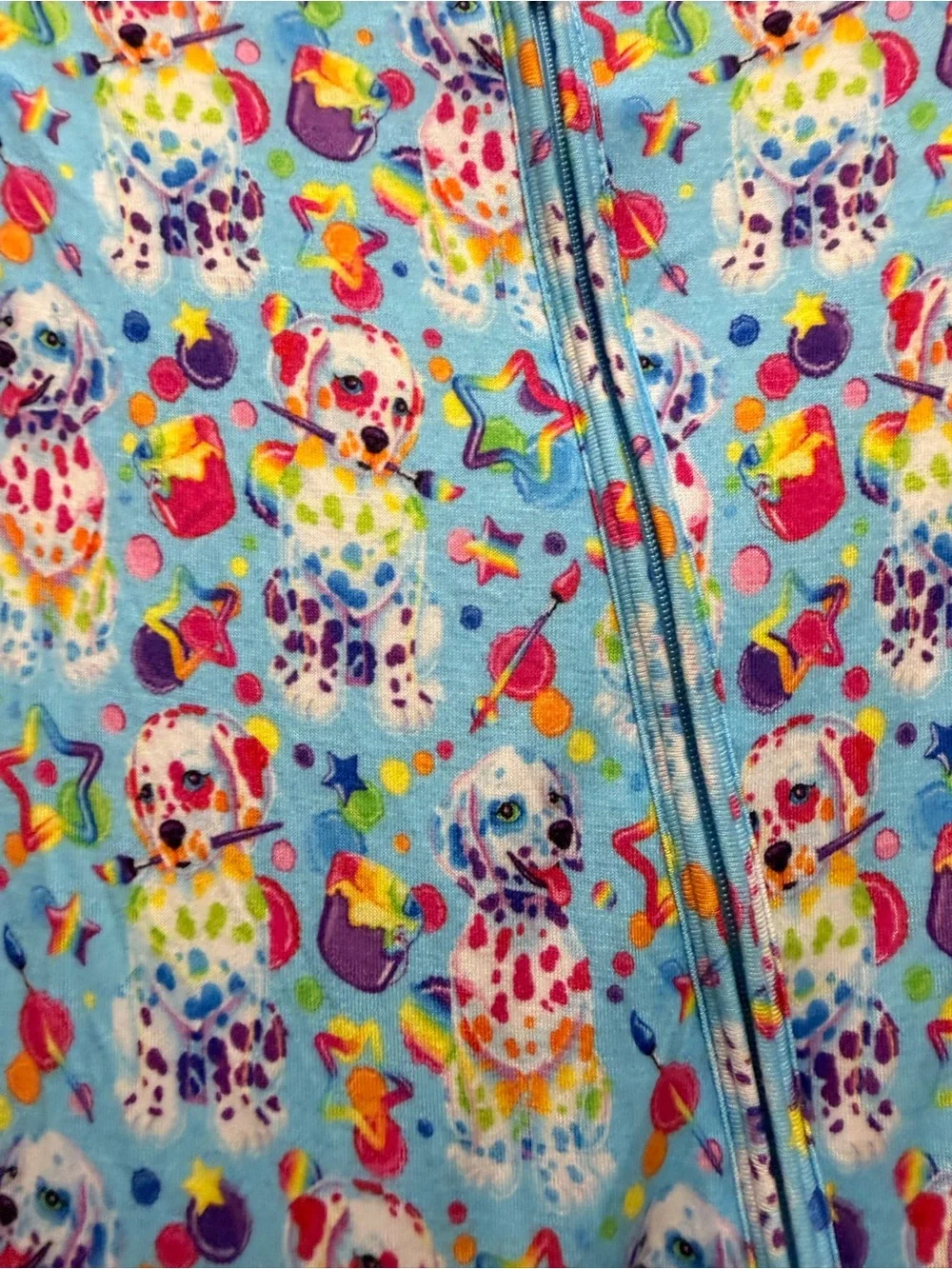 Posh Peanut x Lisa Frank  Light Blue Seashell & Starfish Print Zipper Footie